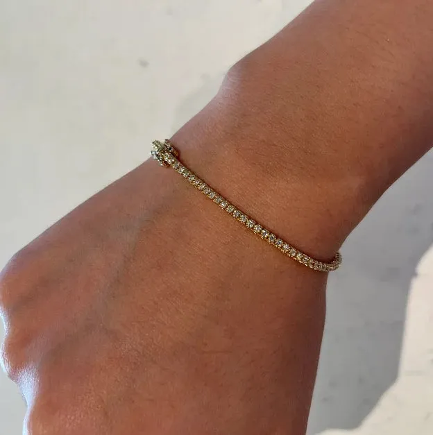 0.79 Carat Natural Diamond Tennis Bracelet G SI 14K Yellow Gold 5.5''