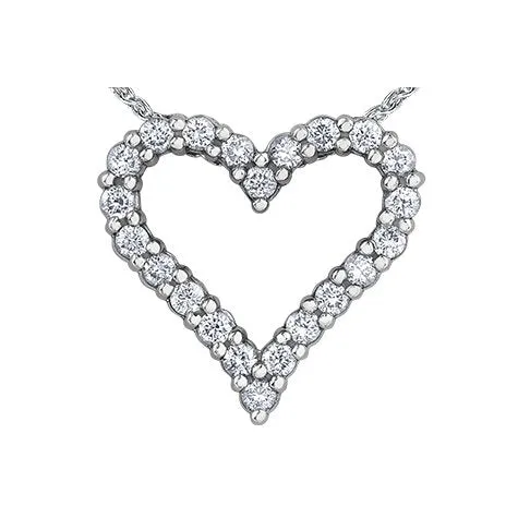 10K White Gold (0.13ct - 0.75ct) Diamond Heart Pendant