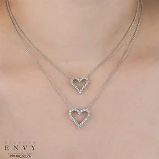 10K White Gold (0.13ct - 0.75ct) Diamond Heart Pendant