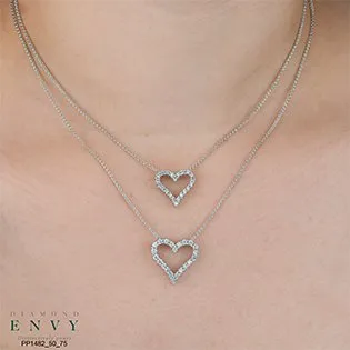 10K White Gold (0.13ct - 0.75ct) Diamond Heart Pendant
