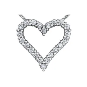 10K White Gold (0.13ct - 0.75ct) Diamond Heart Pendant