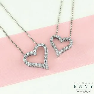 10K White Gold (0.13ct - 0.75ct) Diamond Heart Pendant