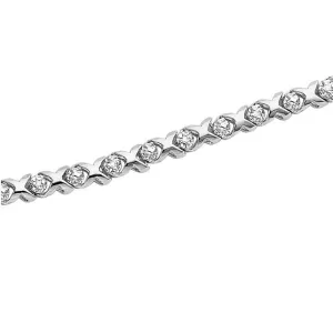 10K White or Yellow Gold (0.15ct) Hugs and Kisses Diamond Tennis Bracelet