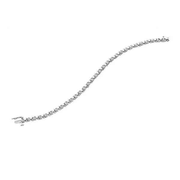 10K White or Yellow Gold (0.15ct) Hugs and Kisses Diamond Tennis Bracelet