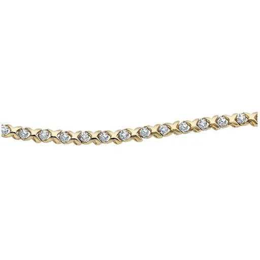 10K White or Yellow Gold (0.15ct) Hugs and Kisses Diamond Tennis Bracelet