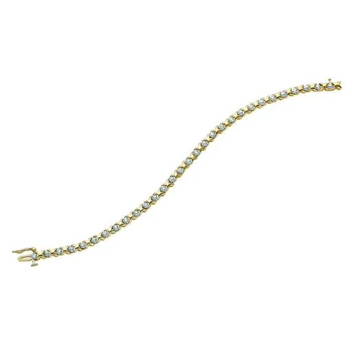 10K White or Yellow Gold (0.15ct) Hugs and Kisses Diamond Tennis Bracelet