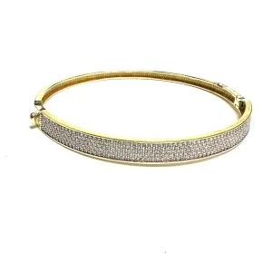 10K Yellow Gold Pavee Hinged CZ Bangle