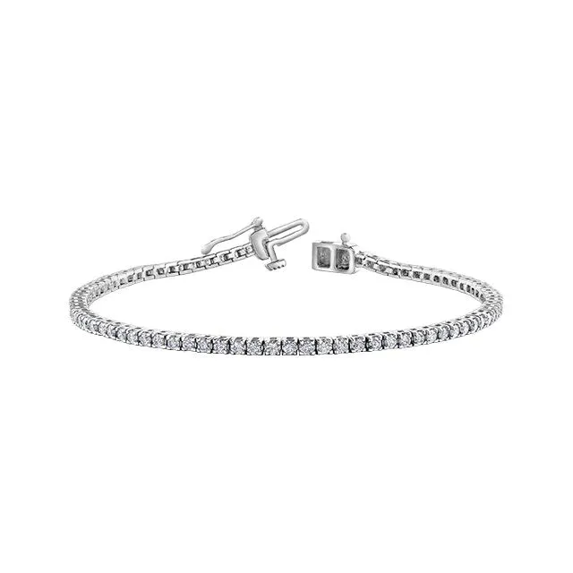 10K Yellow, White or Rose Gold (2.00ct) Diamond Tennis Bracelet