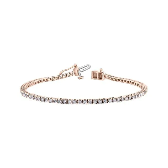 10K Yellow, White or Rose Gold (2.00ct) Diamond Tennis Bracelet