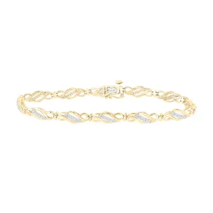 10kt Yellow Gold Womens Round Diamond Fashion Link Bracelet 1/3 Cttw