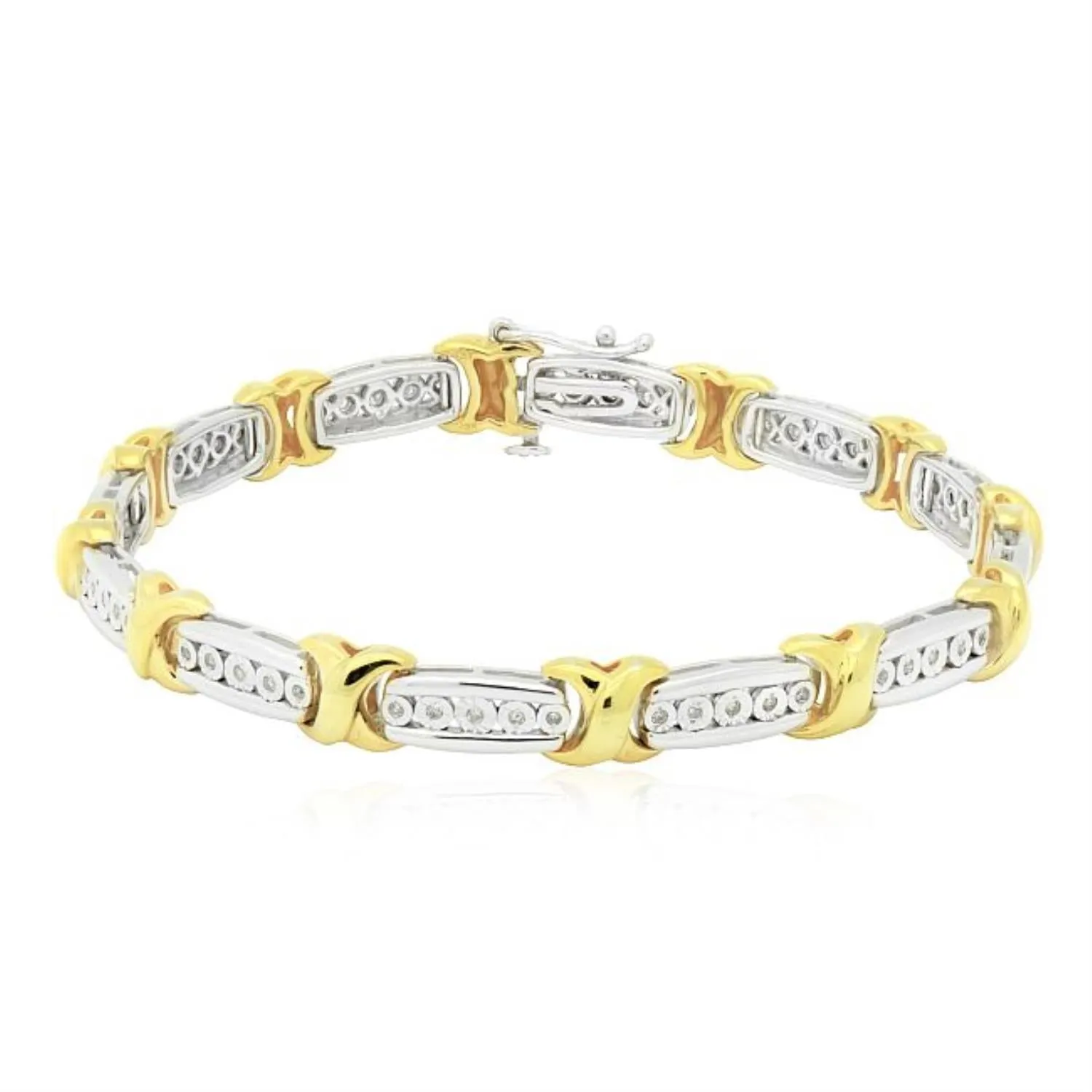 1/30 CTW Natural Diamond 7-inch Tennis Bracelet in Gold Plated Sterling Silver