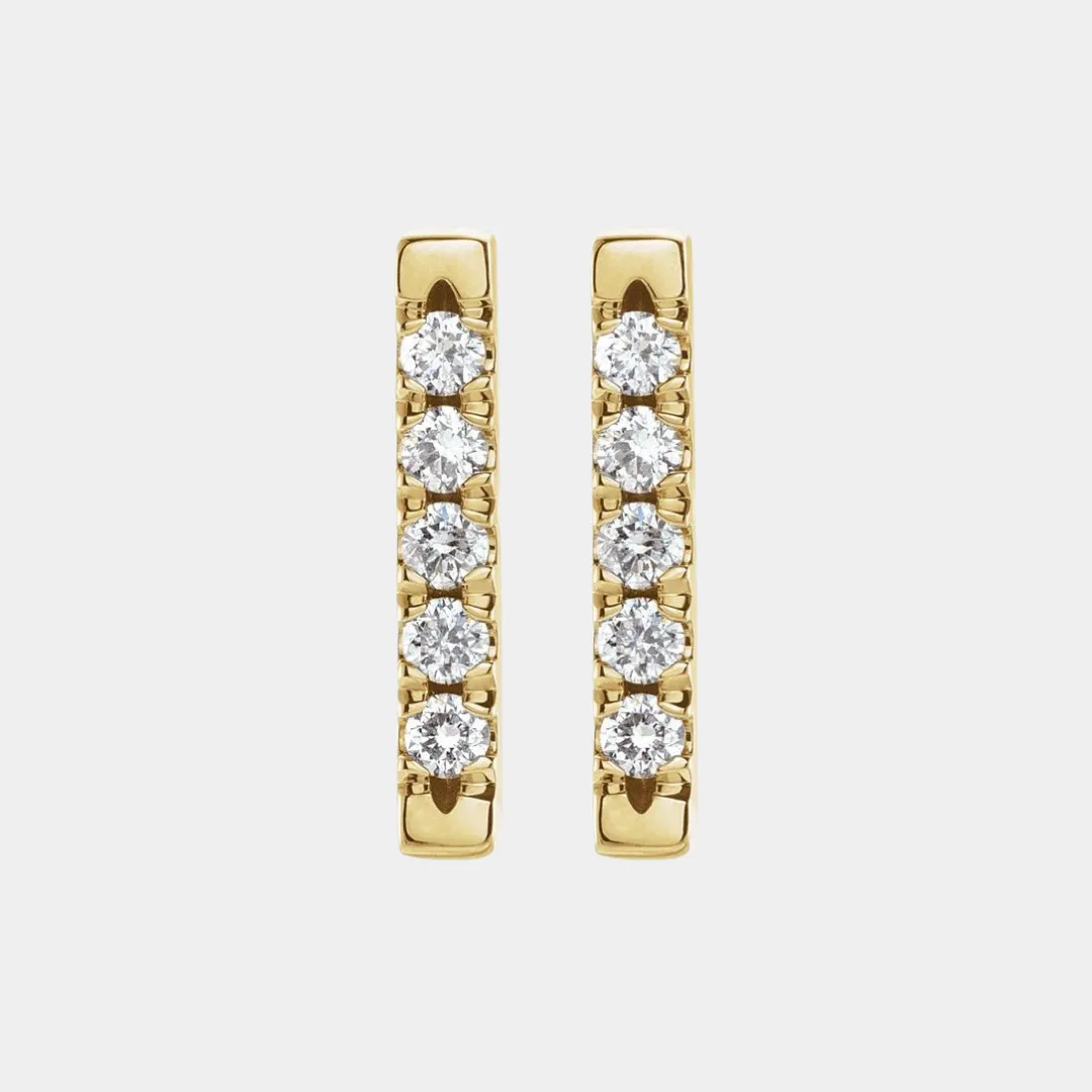 14K Diamond Bar Studs