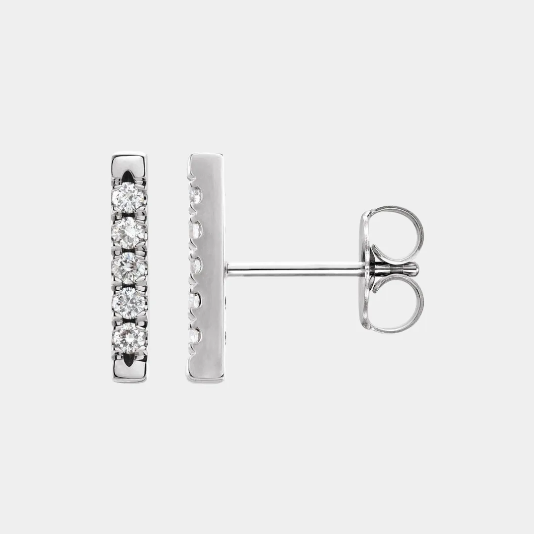 14K Diamond Bar Studs