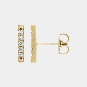 14K Diamond Bar Studs