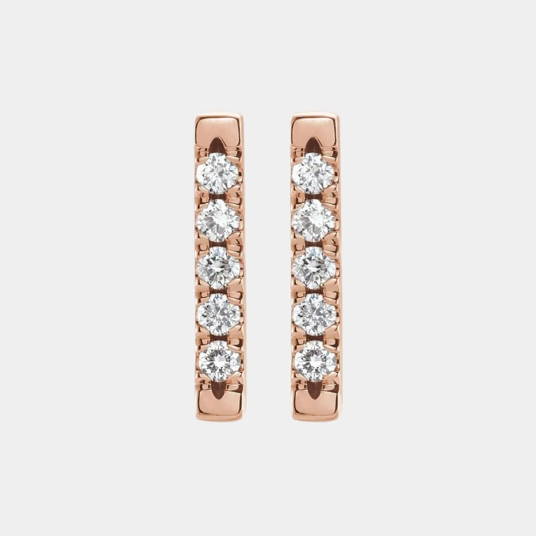 14K Diamond Bar Studs