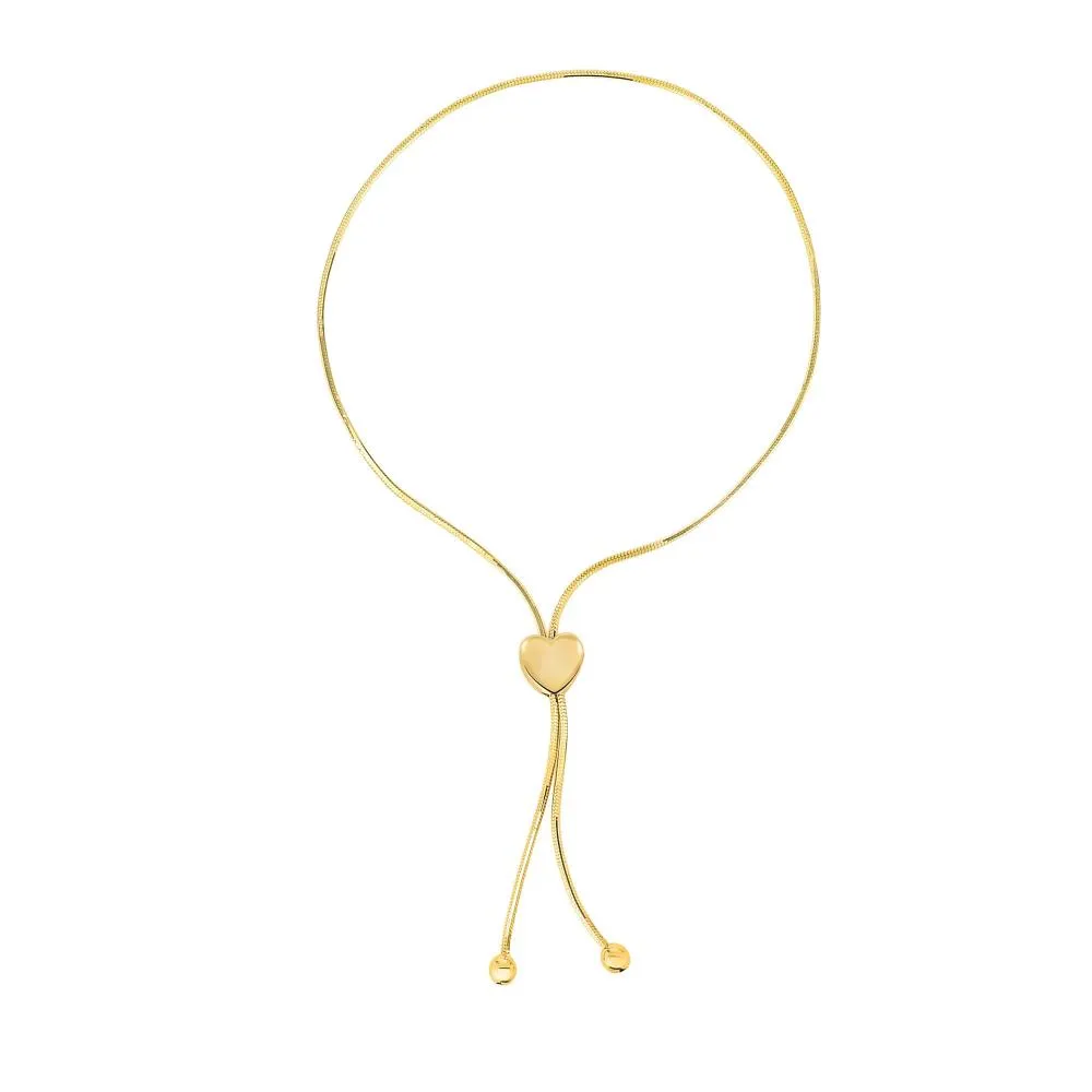 14K Gold Heart Slide Friendship Bracelet
