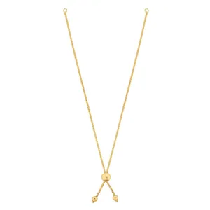 14K Gold Round Wheat Chain with Ball Slide Friendship Bracelet