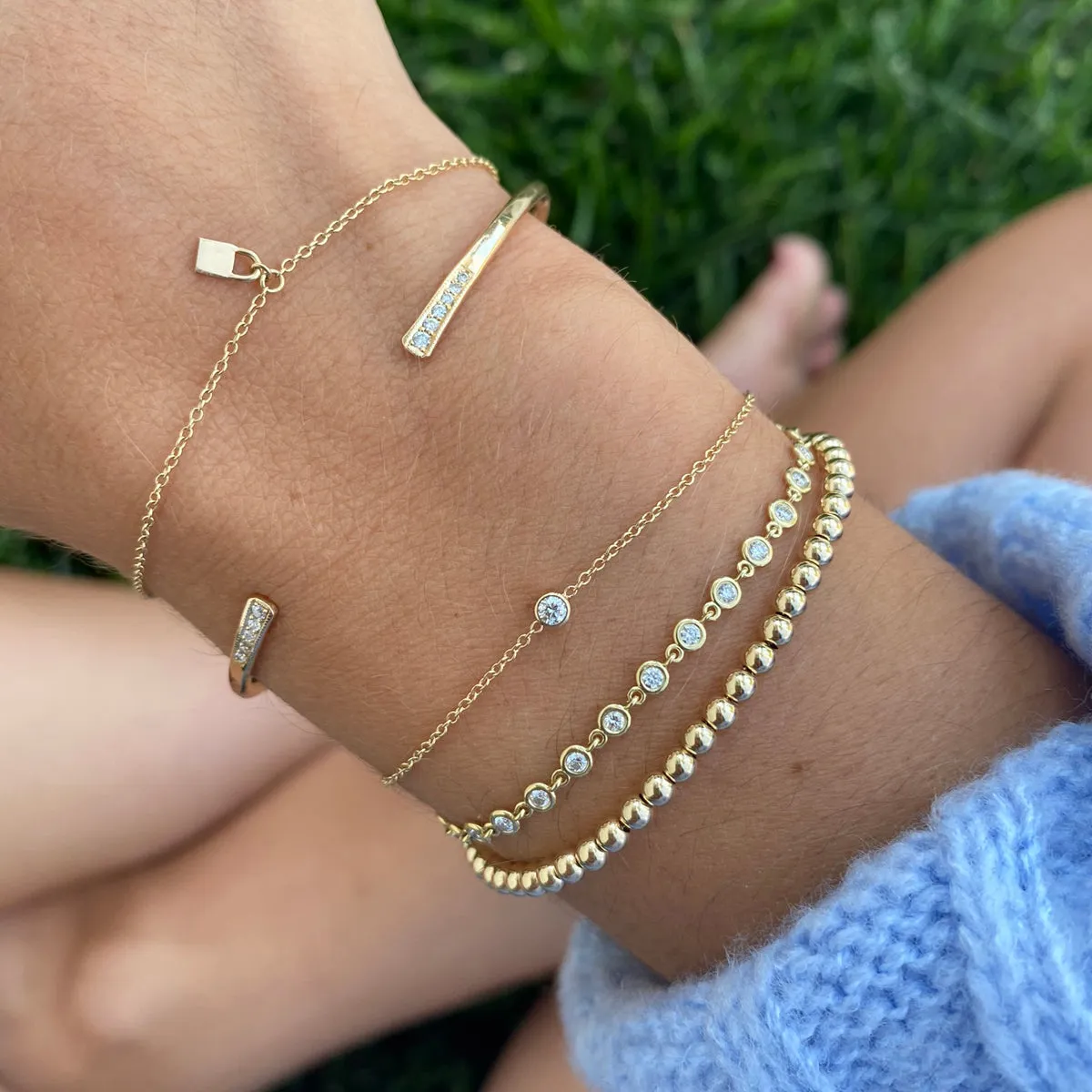 14k Linked Floating Diamond Tennis Bracelet - SALE
