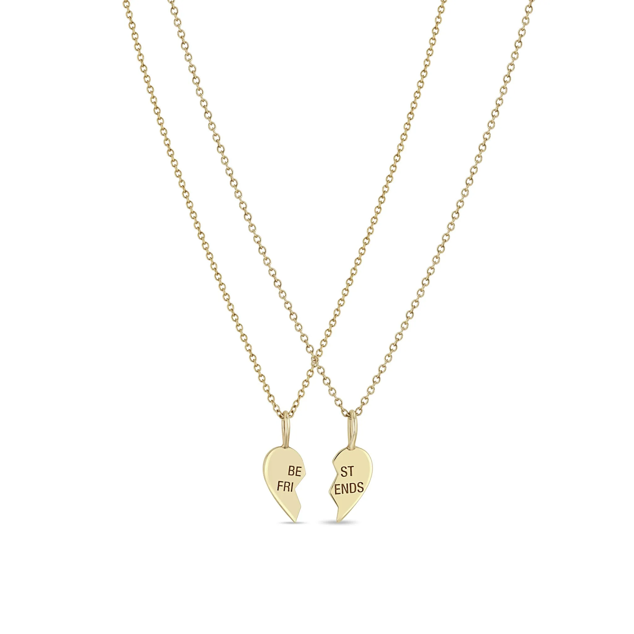 14k Midi Bitty Best Friends Heart Necklace Set