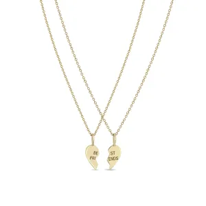 14k Midi Bitty Best Friends Heart Necklace Set