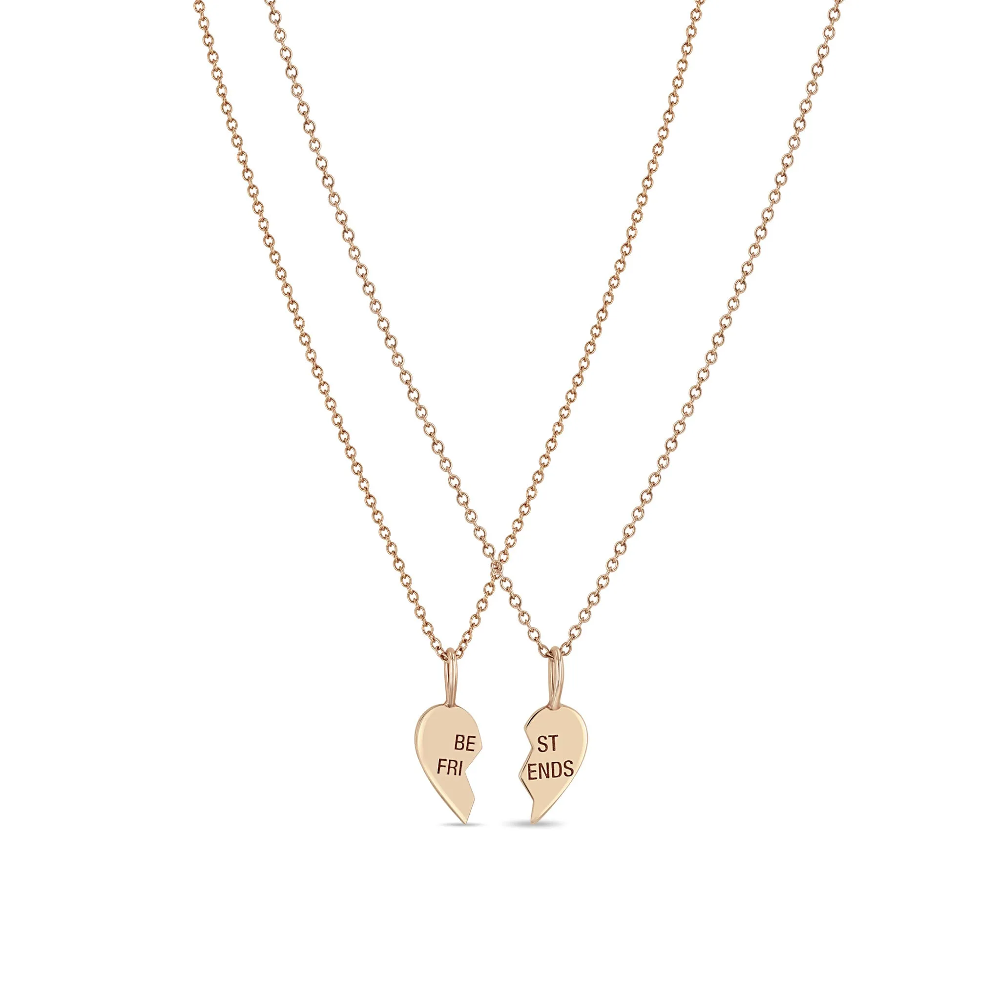 14k Midi Bitty Best Friends Heart Necklace Set