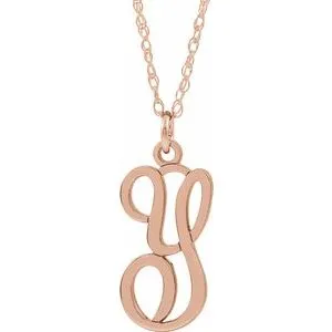 14K Rose Gold-Plated Sterling Silver Script Initial Y 16-18" Necklace