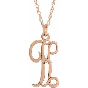 14K Rose Script Initial K 16-18" Necklace