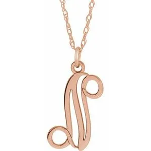 14K Rose Script Initial N 16-18" Necklace