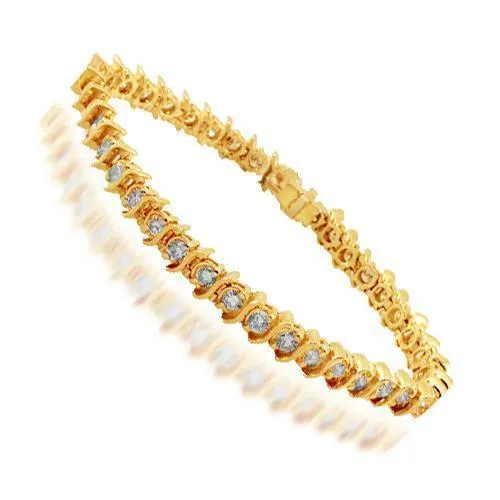 14K Solid Yellow Gold Womens Diamond Tennis Bracelet 4.95 Ctw