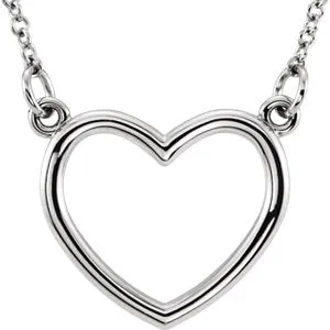 14K White 13x13.75 mm Heart 16" Necklace