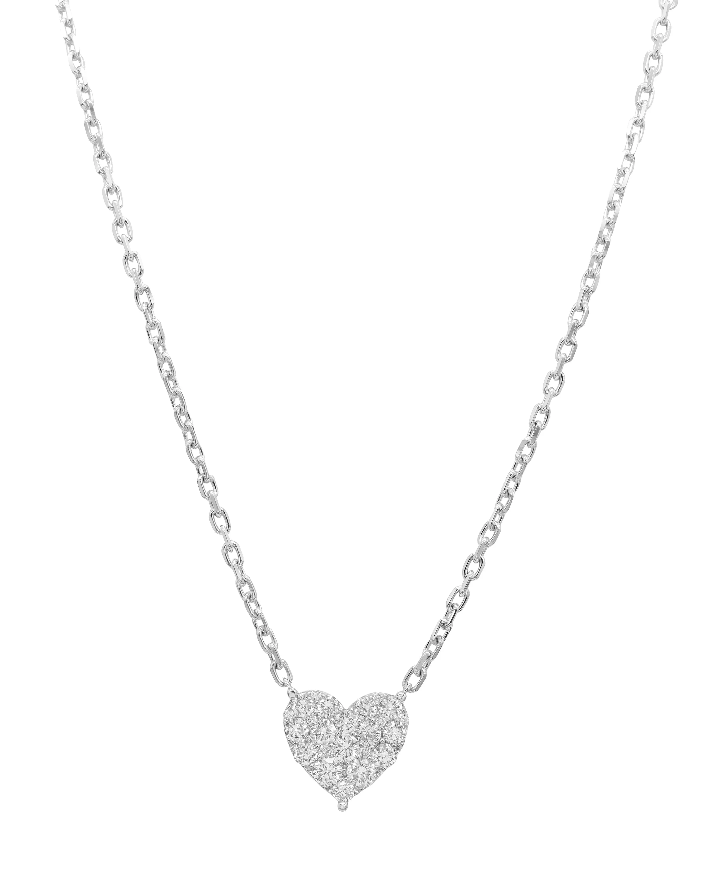 14k White Gold Diamond Heart Necklace