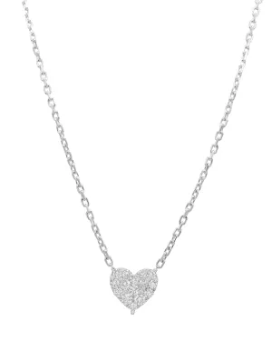 14k White Gold Diamond Heart Necklace