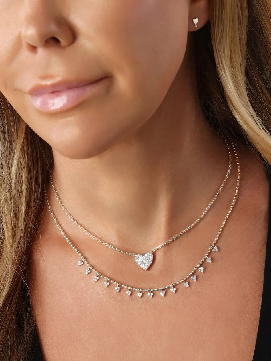 14k White Gold Diamond Heart Necklace