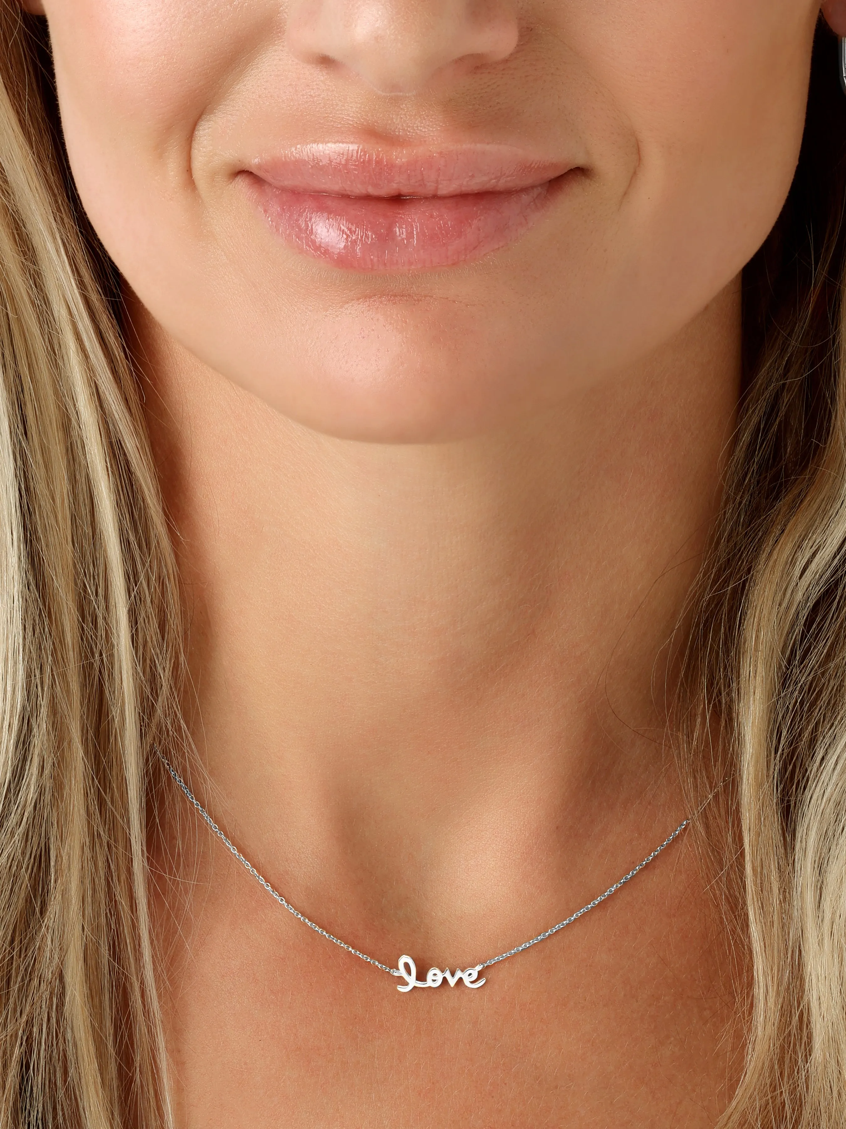 14k White Gold Love Necklace