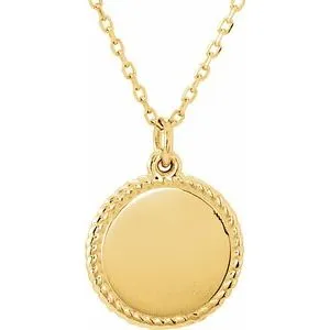 14K Yellow Engravable Round 16-18" Rope Necklace