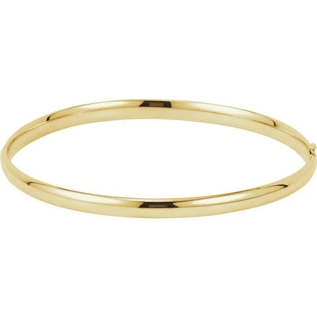 14K Yellow Gold 4 mm Hinged Bangle Bracelet