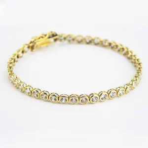 14K Yellow Gold CZ Tennis Bracelet 4.20ct
