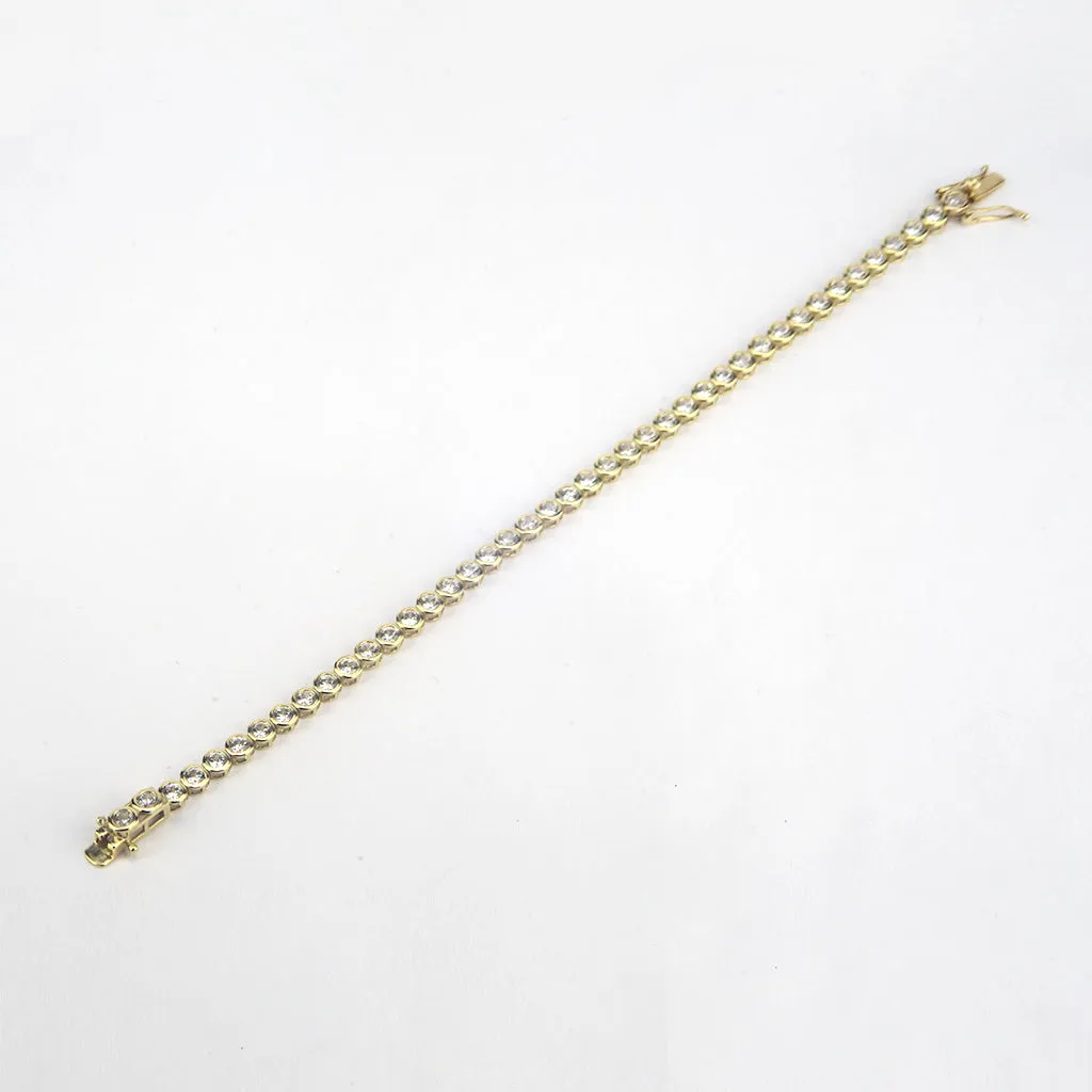 14K Yellow Gold CZ Tennis Bracelet 4.20ct