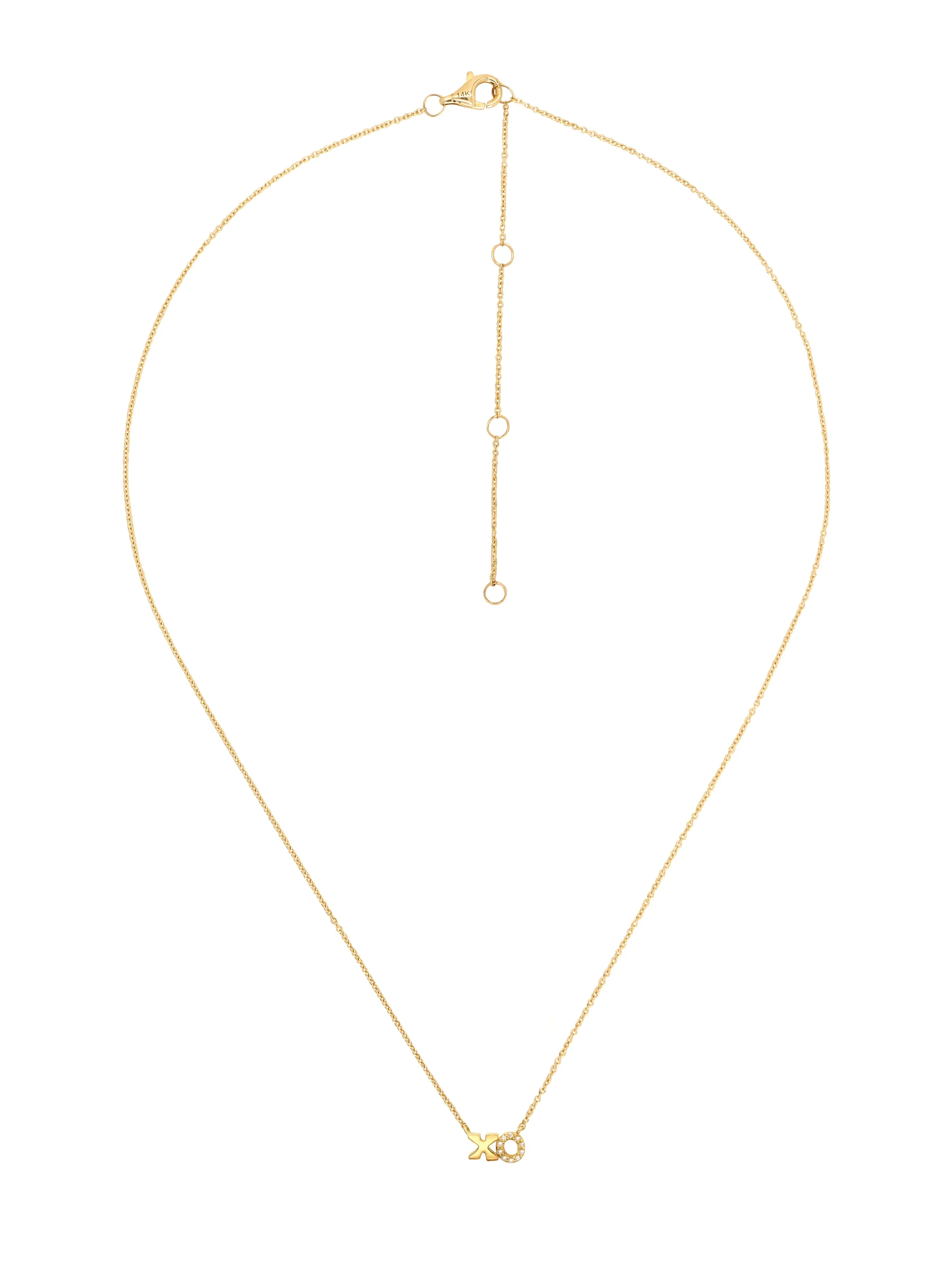 14k Yellow Gold Diamond XO Necklace