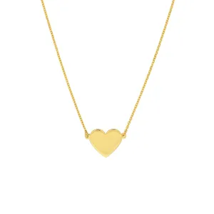 14K Yellow Gold Engravable Mini Heart Necklace