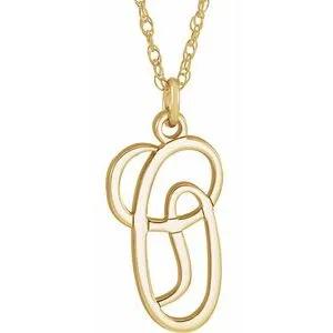 14K Yellow Gold-Plated Sterling Silver Script Initial O 16-18" Necklace