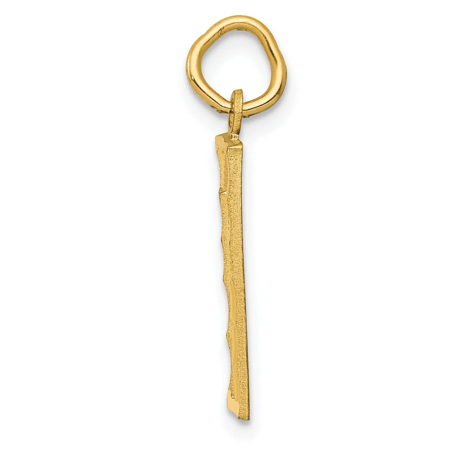 14K Yellow Gold Polished D.C Finish Medium Size Number 1 Charm Pendant