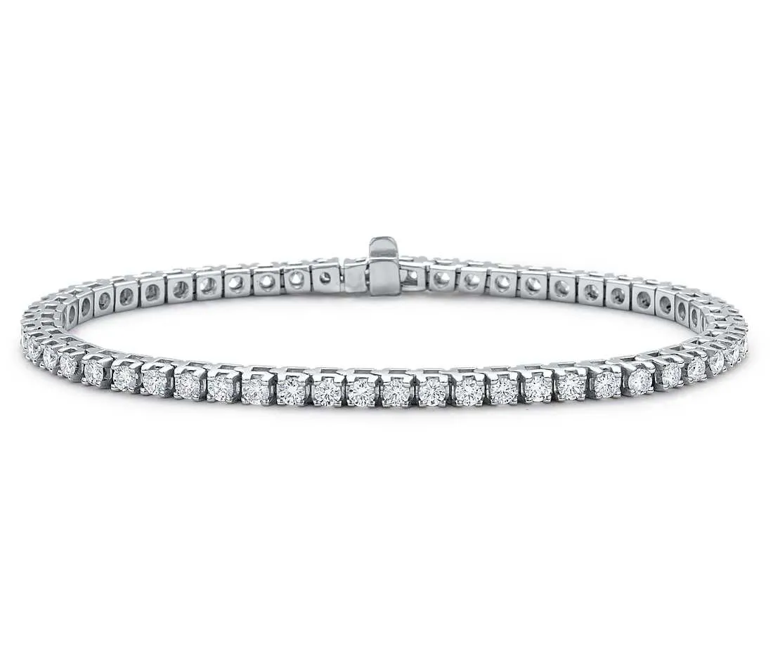 14kt White Gold Round Lab Grown Diamond Tennis Bracelet, 5.00TCW