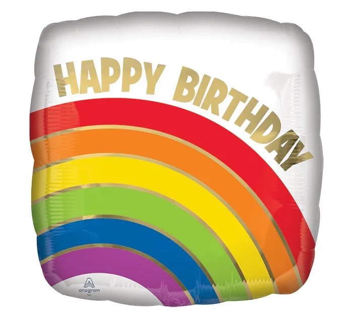 17" Happy Birthday Gold Rainbow