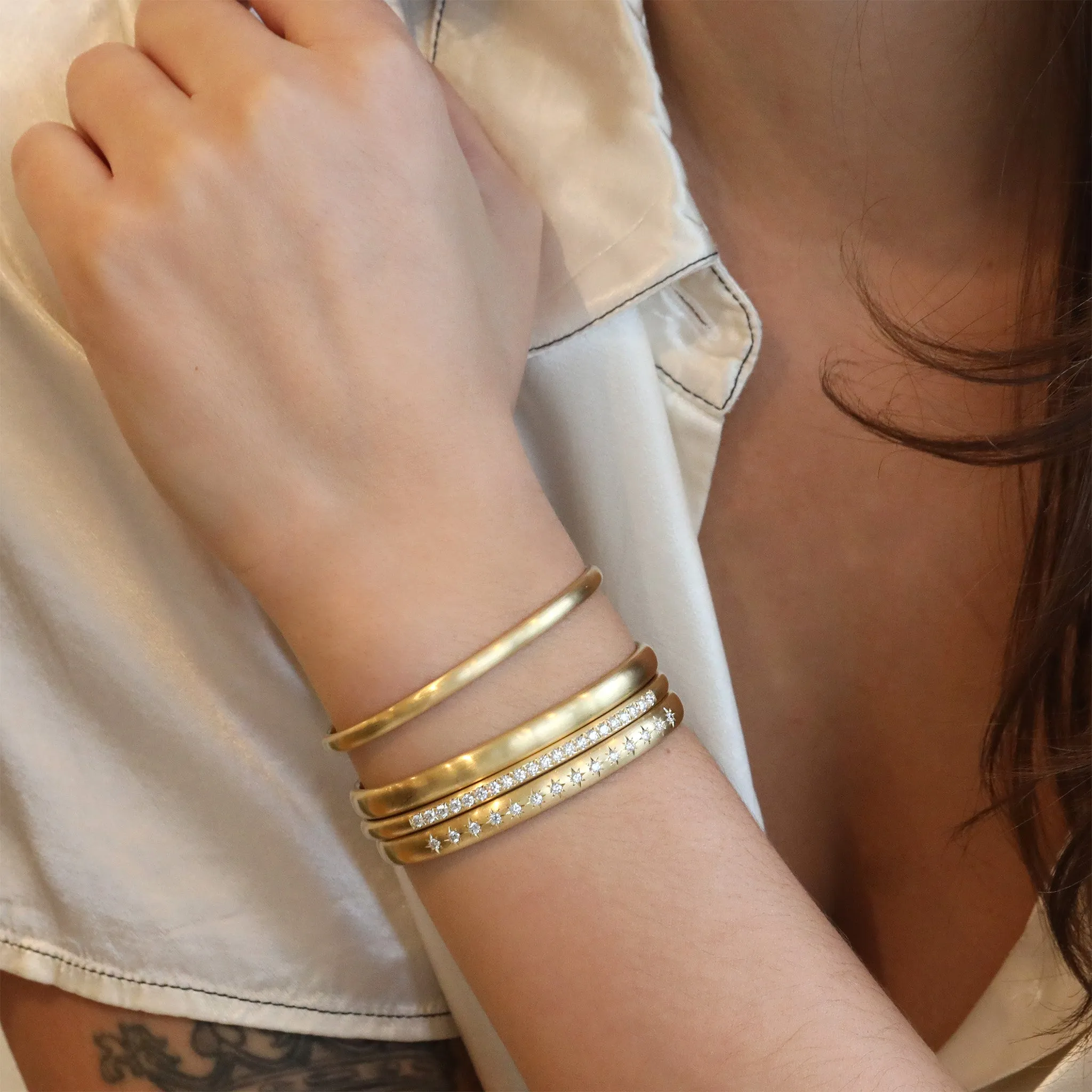 18K 6mm Rounded Cuff Bracelet