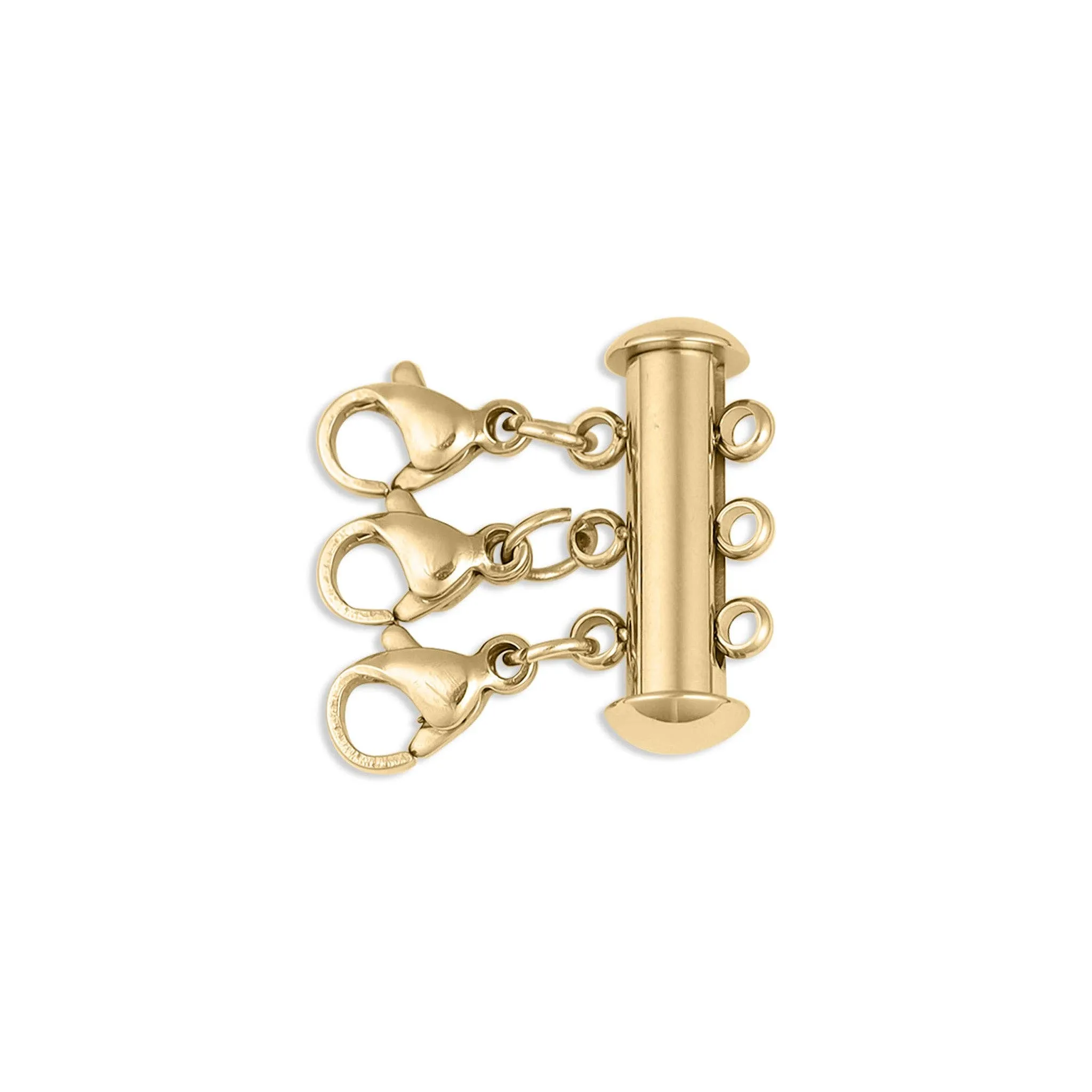 18K Gold PVD Stainless Steel 3 Row Layering Necklace Magnetic Clasp
