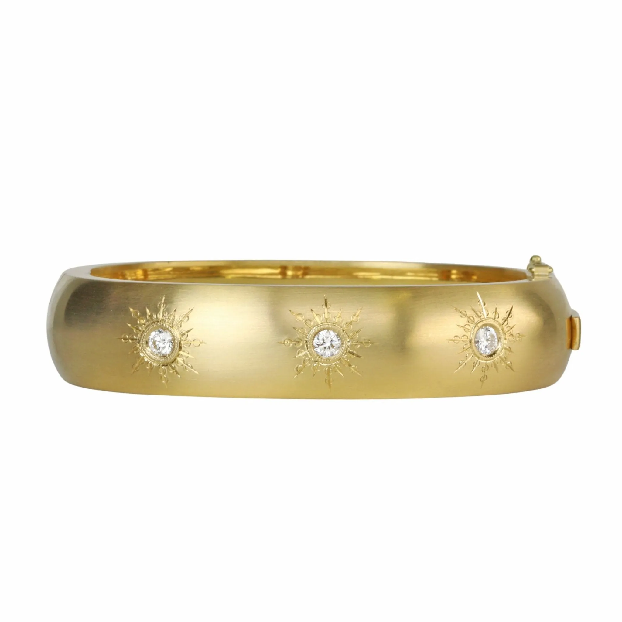 18K Gold "Bombe" Hinge Bracelet with Six "Sunburst" Diamonds