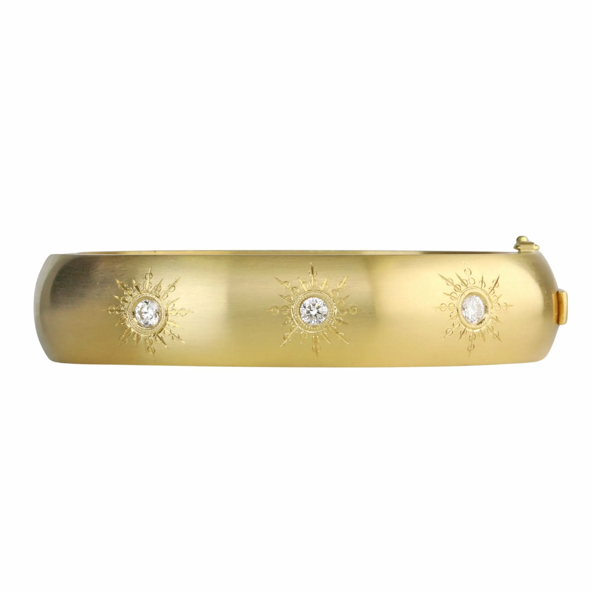 18K Gold "Bombe" Hinge Bracelet with Six "Sunburst" Diamonds