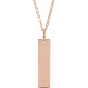 18K Rose Gold-Plated Sterling Silver 20x5 mm Bar 20" Necklace