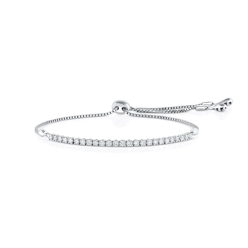 18k White Gold 0.45ctw Diamond Lariat Tennis Bracelet